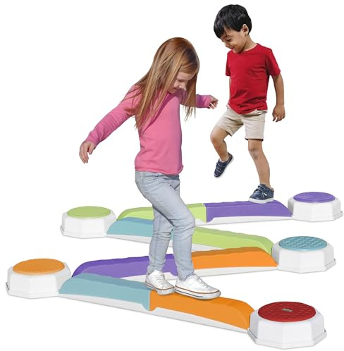 Balance Beam and Toddler Stepping Stones for Kids 13 Pieces, Sensory Play Toys for Toddlers, Indoor or Outdoor Play, Easy Stackable Storage