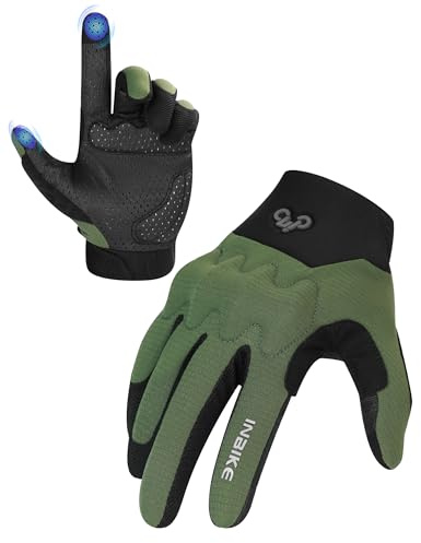 INBIKE MTB Moutainbike Handschuhe Fahrradhandschuhe Langfinger Herren Touchscreen rutschfest Stoßfest Elastisch Reflektierend Atmungsaktiv Radsport Multifunkton IHC539 Grün M