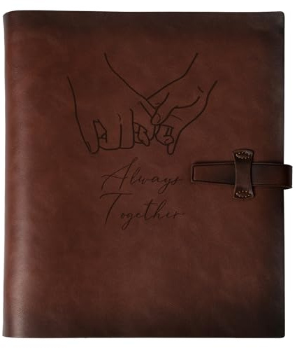Photo Album 4x6 200 Photos, Genuine Leather Photo Albums with Writing Space with 30 Writing Paper, Travel Family Wedding Kids Graduation Ultrasound Baby Picture Album Scrapbook Photo Album Hold Hands