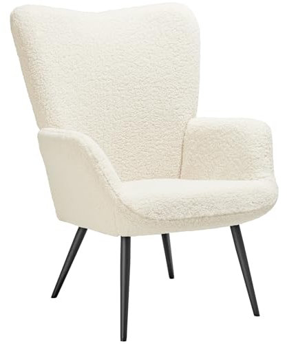 TecTake Poltrona Relax Confortevole in Tessuto Bouclette Poltrona Scandinava Soffice con Braccioli e Schienale Ergonomico per Sala da Pranzo, Soggiorno, Camera da letto, Seggiolino Ufficio