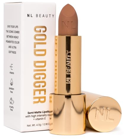 NL BEAUTY Nr. 01 24K - Cremiger, Semi-Matter Lippenstift - Lippenstift mit samtigem Finish, angereichert mit Vitamin E - GOLD DIGGER 4.5 g