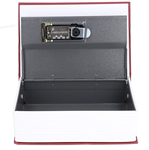Coffre-fort Décoratif en Forme de Livre avec Serrure à Code, Boîte de Rangement Sécurisée pour Argent et Documents, Rouge