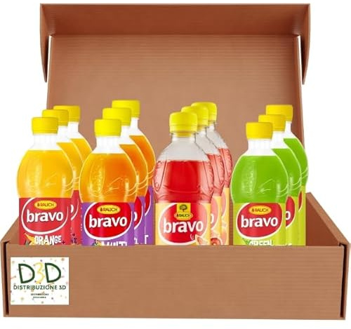 Rauch Bravo | Succo di Frutta 3-Arancia Mango 3-Arancia Rossa 3- Multi Vit 3-Mela Verde| Confezione da 12 Bottiglie da 500ml (MIX -3X)