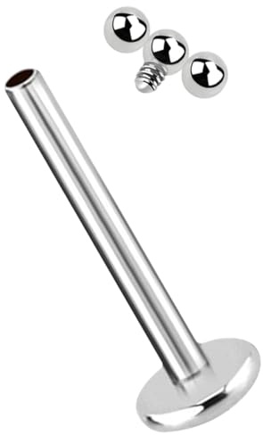Ohr Piercing Labret Stecker in 1,2 mm mit drei mini Kugeln