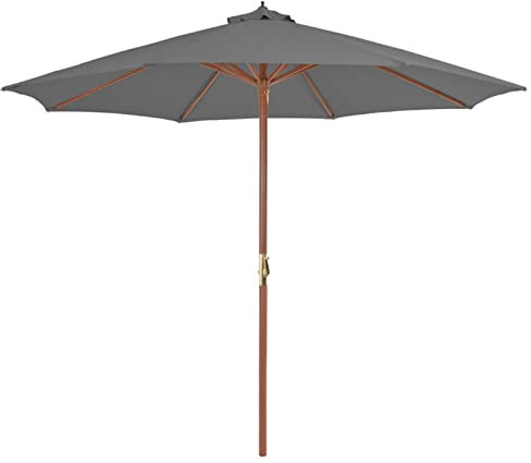 ShGaxin Ombrellone da giardino con palo in legno 300 cm antracite, Ombrellone Terrazza Esterno, Ombrellone Terrazza, Ombrellone da spiaggia, Parasole Esterno, Ombrellone da Patio - 44495