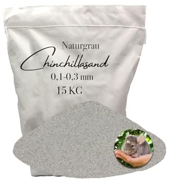 15 kg Chinchillasand Badesand 0,1-0,3 mm hocherhitzt keimfrei samtweich hellgrau umweltfreundlich papierverpackt