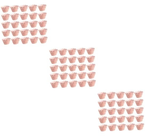 PRETYZOOM 150pcs Lace Muffin Wrapping Cups Cake Paper for Cupcake Baking Dessert Wraps Hollow Out Design for Wedding Party