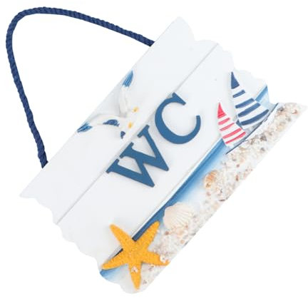 Yardenfun 1pièce Panneau Suspendu Bois Style Méditerranéen Pour Wc Décoration Murale Créative Pour Toilettes Indicateur De Salle De Bain