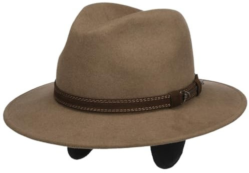 LIERYS Uni Traveller Wollhut Ledergarniturband Made in Italy Unisex Herbst Winter braun M (56-57 cm)