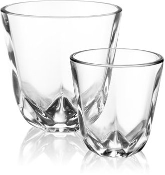 WACACO Stellar Espresso Cups Set of 2, Coffee Cup 1 x 60ml & 1 x 200ml, Soda-Lime Glass, Eight-Sided Design, Coffee Mug for Espresso, Latte, Cappuccino, Mocha