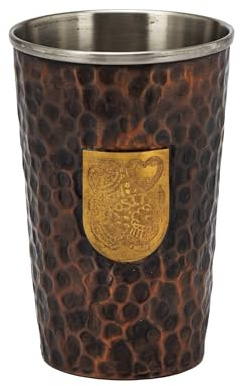NKlaus Two Tone Bierkrug 580 ml - reines Kupfer (100%) Handgefertigter Bierbecher aus Kupfer & Edelstahl, Rustikales Design 16152