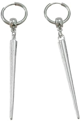 Long Spike Bead Hoop Earrings for Women Unisex Hypoallergenic Vintage Gothic Punk Minimalist Spikes Drop Dangle Piercing Cartilage Hoop Earring Silver Chunky Awl Fashion Personalized Jewelry