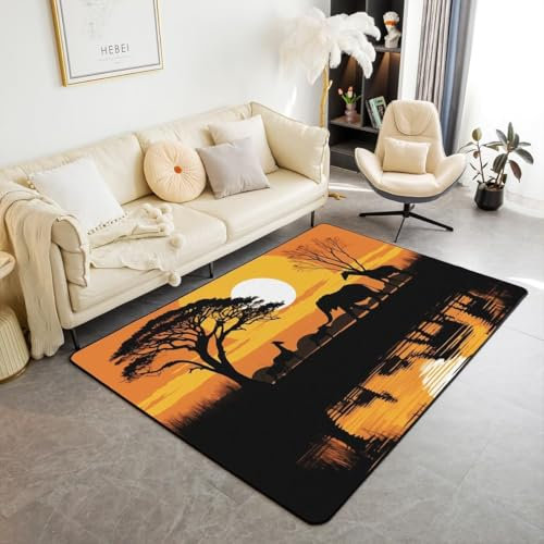 Kinder Spielbereich Teppiche 3D Tier Elefant Giraffe Kinderteppich rutschfest Schlafzimmer Dekorieren Kindergarten Spielen Krabbeln Flanell Bodenmatte 90 X 150 cm - Leicht Zu Reinigen -1672362898108