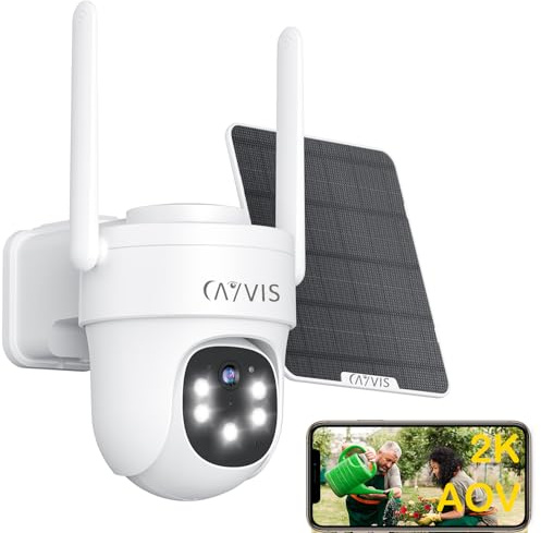 2K Caméra Surveillance WiFi Extérieure 24/7 Enregistrement AOV Solaire | avec Panneau Solaire, 24/7 Enregistrement AOV, Détection de Forme Humain/Véhicule, Vision Nocturne Couleur, PTZ, IP66