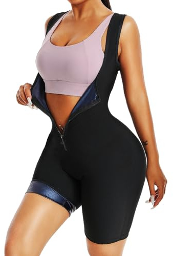 Sauna Suit for Women Weight Loss Waist Trainer Vest Workout Sweat Suits Sauna Jumpsuits Slimming Full Body Shaper Zipper Gym Workout Top (3XL)