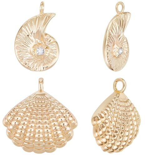 Beebeecraft 12 Stück 2 Stile Muschel Anhänger 18 Karat Vergoldetes Metall Sommer Ozean See Thema Schnecke Und Jakobsmuschel Anhänger Für Die Schmuckherstellung DIY Basteln Anhänger Halskette
