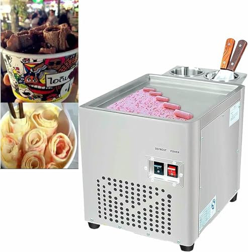 VYUJHNBG Macchina per Gelato allo Yogurt Fritto da 200 W, Rullo per Gelato in Acciaio Inox per Bar, caffetterie e pasticcerie