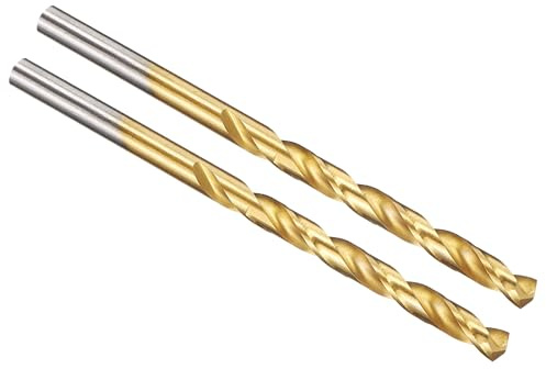 PATIKIL 5.1mm Foret Hélicoïdal, Forets à Métaux, Tige Droite Jobber Acier Rapide M2 135° Revêtu Nitrure de Titane (TiN), Mèche pour Métal Acier Inoxydable de Dureté Moyenne, 2 Pièces