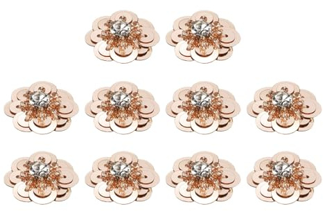 QUARKZMAN 10 Stück Pailletten Perlen Blumen Patches 25mm Hellrosa | Handgemachte Paillette Kristall Applikation Nähen Perlen Blumen Applikation, Für Kleid Taschen Stirnband Dekor