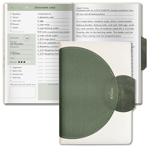 BIROYAL Blank Recipe Book for Own Recipes - Personalised Recipe Journal for 100 Recipes - A5 Recipe Journal to Write Your Own Recipe Book - 224 Pages Empty Cookbook for Family & Cooking Lover