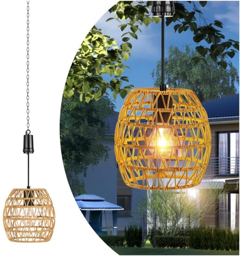 Outdoor HäNgelampe Mit Batterie, Ip44 Waterproof Akku Pendelleuchte, 6 Hour Timer, HäNgeleuchte Akku For Patio, Bar, Garden, Patio, Living Room, Bedroom Boho Deko