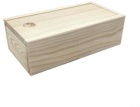 Scatola in legno con cassetto estraibile e coperchio scorrevole per idee di personalizzazione (14,5 x 7,5 x 4,5 cm)