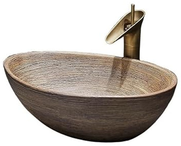 Durevole Lavandino da bagno con rubinetto e scarico, set di arte in ceramica, lavabo vintage Facile da installare