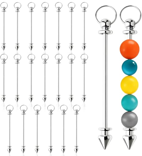 20 Stück Perlen-Schlüsselanhänger-Stangen + Metallrohlinge + Schlüsselanhängerstreifen + Schlüsselanhängerringe – DIY Bastelmaterial für Schmuckherstellung, Frauen & Männer, Passend für DIY-Bastelarbe