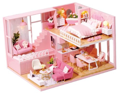 TOYANDONA Mini Casa Fai da Te in Legno Resistente e Sicura per Ragazzo Ragazza, Kit Creativo di Assemblaggio Manuale per Gioco di Ruolo e Decorazione Familiare