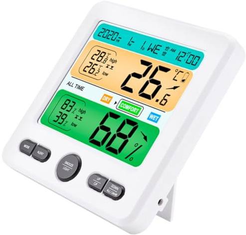 BCOATH Misuratore Temperatura Umidità Digitale da Interno con Display Ampio Igrometro Termometro Elettronico Stabile e Basso Consumo Adatto per Casa Ufficio Asilo e Ambienti Pubblici