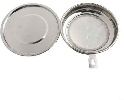 Bulevisiter Recipiente colador de grasa de acero inoxidable de 1,3 L con filtro de malla fina y tapa para filtrar aceite de cocina usado, reutilizar aceite de freír, coco (verde)