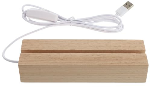 Uonlytech Base de Lámpara LED Diseño Simple y Portátil de Madera de Haya para Decoración Ambiental Ecológica y Iluminación Hogar
