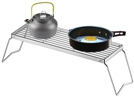 Edelstahl Klappbarer Grillrost - 21,46 Zoll BBQ-Rack | Faltbarer Feuerstellen-Grill & Kochrost, Tragbarer Camping-Grill für Huhn, Rind, Gemüse, Fleisch & Pilze, Ideal für Gartenpartys