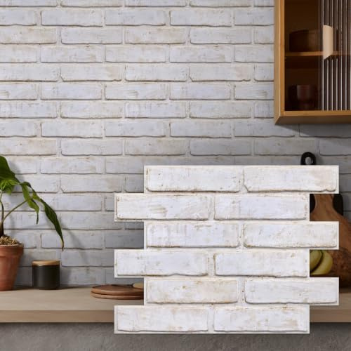 COMSTICKC Panneaux Muraux 3D Adhesif Brique, 10 Pièces, 30 x 40 cm, Léger PVC AutoAdhésif Panneaux Muraux 3D Pierre Décoration Pour Décoration Intérieure