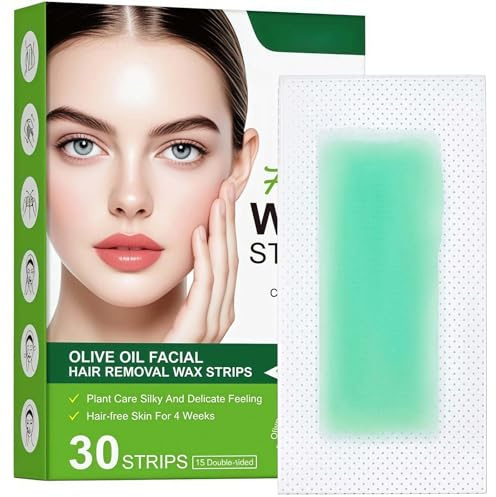 30PCS 2-in-1 Wax Strips for Face & Bikini Hair Removal, Dual-Sided Face Wax Strips, Non-Messy & Travel-Friendly, Gentle & Fast-Working for Eyebrow, Upper Lip, Smooth Skin Solution