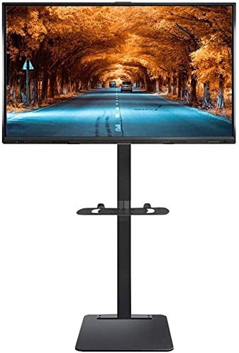Supporto TV Portatile Supporti TV con ripiano, Schermo Piatto LCD LED da 32/40/42/43/49/50/55/60/65/70 Pollici, Supporto per televisore Nero Resistente Supporto da Tavolo TV