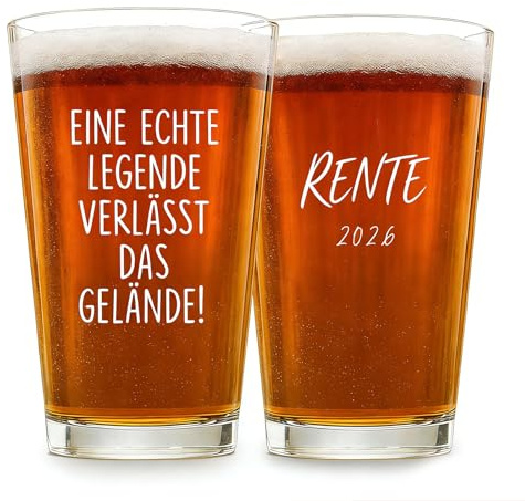 Bukecagif Vaso de Cerveza con Grabado, Jarra de Cerveza y Vasos de Cerveza 0,3, Regalo para jubilación 2026, Hombres como Vaso de Cerveza de Trigo Vaso de Kölsch, para Amigos y colegas retirados