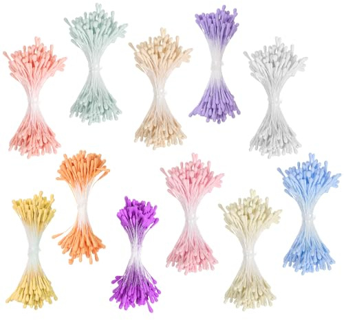 1 100 st ståndare för blomtillverkning, 2 mm dubbla huvuden konstgjord blompistol för hantverk, gör-det-själv blomplektrum, klippbok blomknoppar, bröllop och heminredning, 11 färger