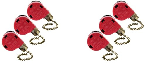 Luoilba Lot de 6 interrupteurs de ventilateur de plafond 3 vitesses 4 fils Oreille ZE 268S6 Ventilateur Chaînes de traction Interrupteur régulateur de vitesse Cuivre