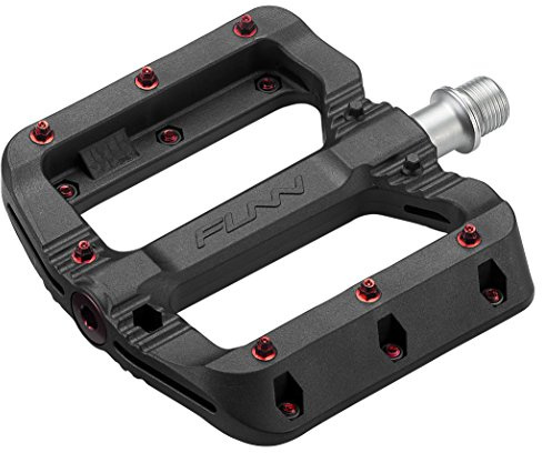 Funn Black Magic Plast Plattform Mountainbike Pedal Set - Lätta Breda Plattformspedaler för Stabilitet, 9/16-tums CrMo Axelpedaler för MTB/BMX/Stads- / Gruscykling (Röda Pinnar)