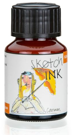 Rohrer & Klingner Tinta líquida a base de pigmentos naranja, 50 ml, tinta Carmen para escritura y dibujo
