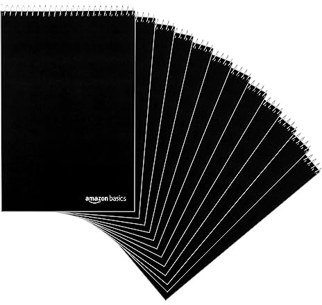 Amazon Basics Steno Notebooks, Gregg Rule, Green Paper for Notes, 80 Sheets, 6 x 9, 12-Pack