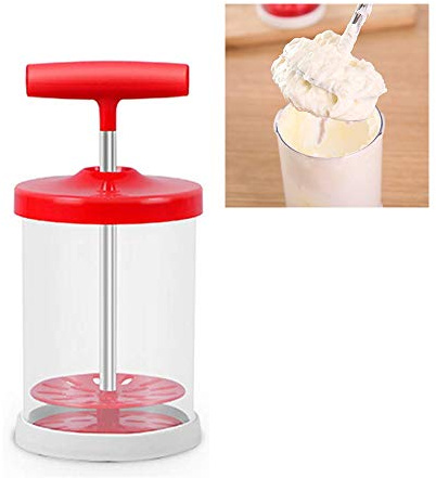Manueller Sahnespender zum Selbermachen – Universal-Mixer mit rutschfestem Silikongriff, Sahnebereiter für Salat, Dressings, schaumige Getränke (482 ml)