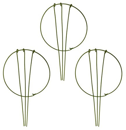 wowoda 3er-Pack Gartenpflanzenstützpfahl, grüne Pflanzenstützringe für Tomaten, Kletterpflanzen, Blumen (25,4 cm breit x 43,2 cm hoch)