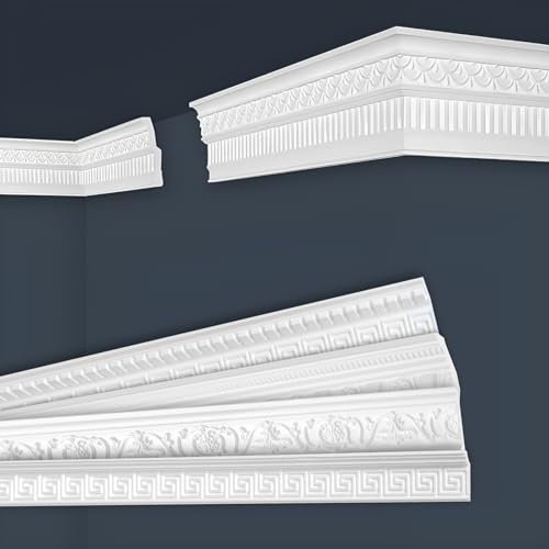 Marbet Deckenleisten weiß Sparpaket aus Styropor EPS - Stuckleisten gemustert, im traditionellen Design - (30 Meter B-50) Styroporleiste Winkelleiste Wandleiste
