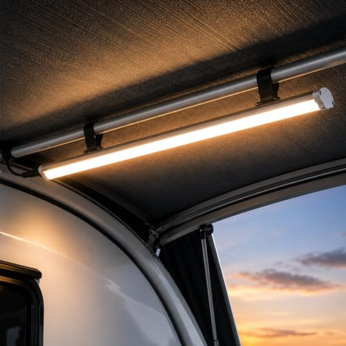 Caravan LED Awning Light, 12V & Mains Powered, Waterproof, 1.1m, 1056 Lumen | For Caravans, Motorhomes, Campervans, Gazebos & Campers, Includes 12V & Mains Plugs, Multiple Mounting Options, Built in UK