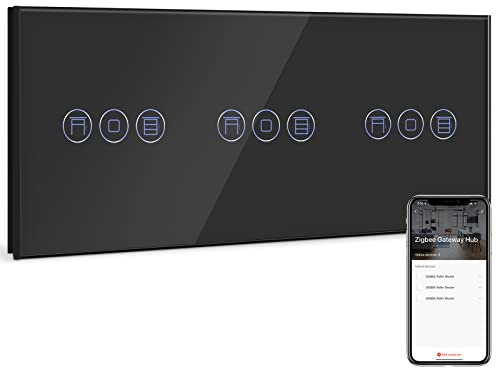BSEED ZigBee Interruptor de Pared con Double Interruptor de Atenuador Gris,3 Gang 1 Vía Interruptor WiFi,compatible con Alexa y Google Home,Control de APP y Función de Temporizador