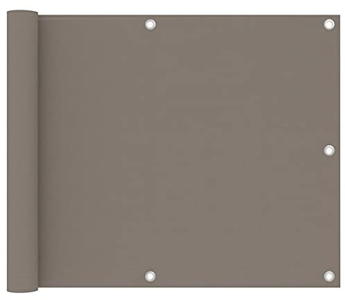 Makastle Balkonumspannungen in Garten, Balkon Sichtschutz Balkonbespannung Balkonverkleidung, Balkonsichtschutz Windschutz UV-Schutz aus Oxford-Gewebe, Aluminium-Ösen und Seil, Taupe 75x500 cm