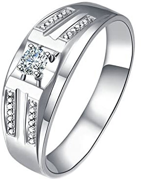 Epinki Platin Herren Ring, 0.14ct Labor Erstellt Diamant mit Diamant Verlobung Ringe Linie Design Form, Geschenke für Valentinstag Männer, Echtes Gold Kollektion, Silber, Gr.58 (18.5)