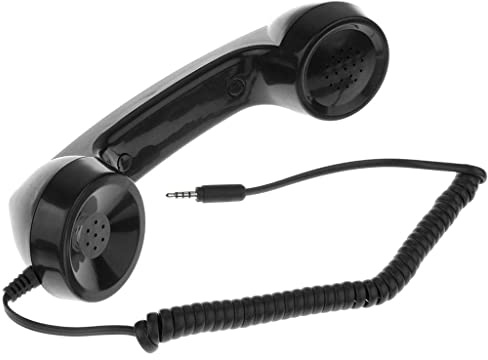 zalati Retro-Kopfhörer für Telefon, 3,5 mm, für klassische Kopfhörer, Mikrofon, universal, glänzend, Schwarz